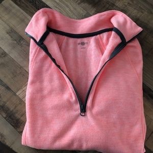 Perfectly Soft Coral Athletic Fleece Pullover with Pockets and quarter zip size